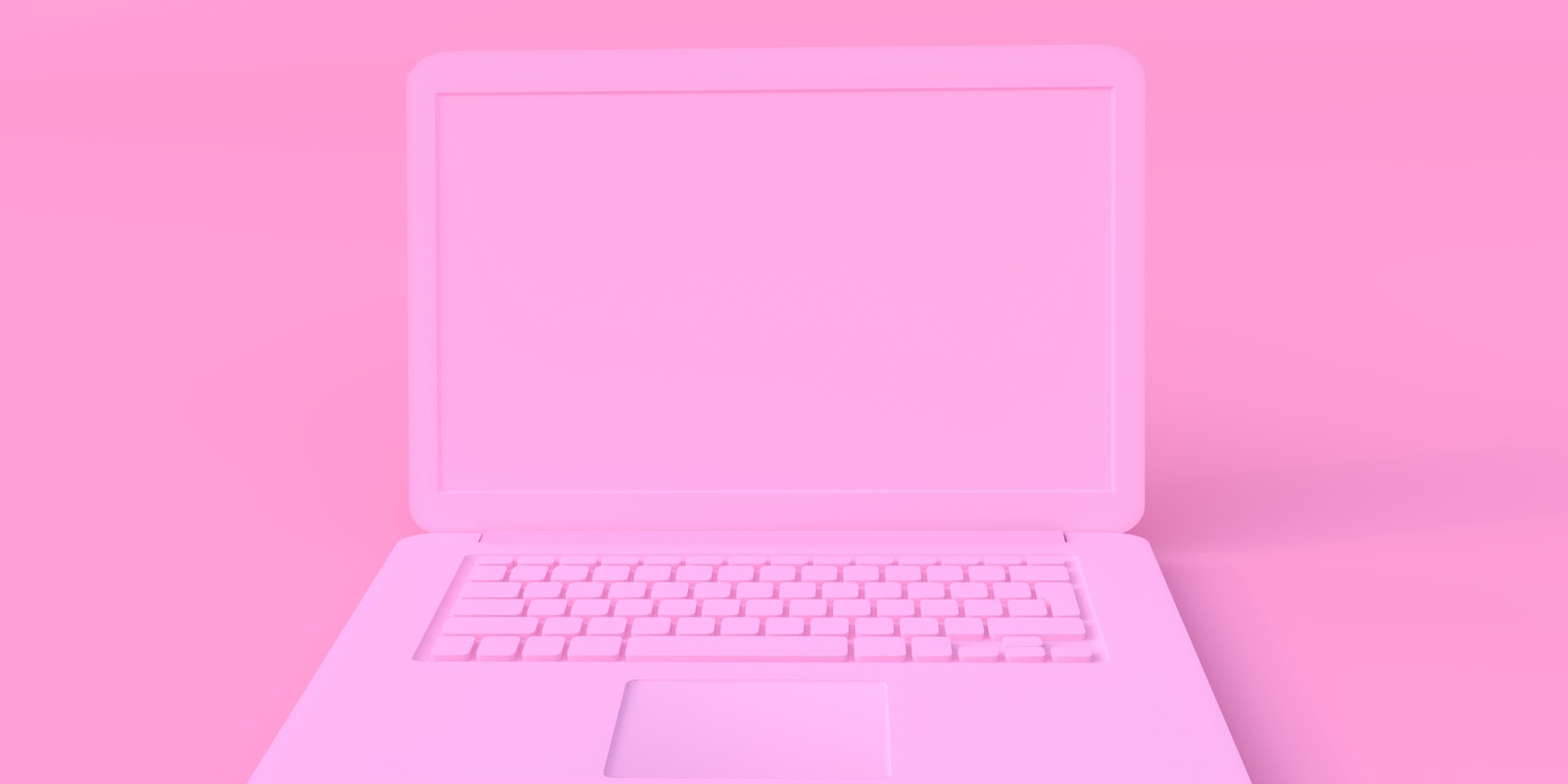 a pink latop on a pink background with pink keys and a pink screen