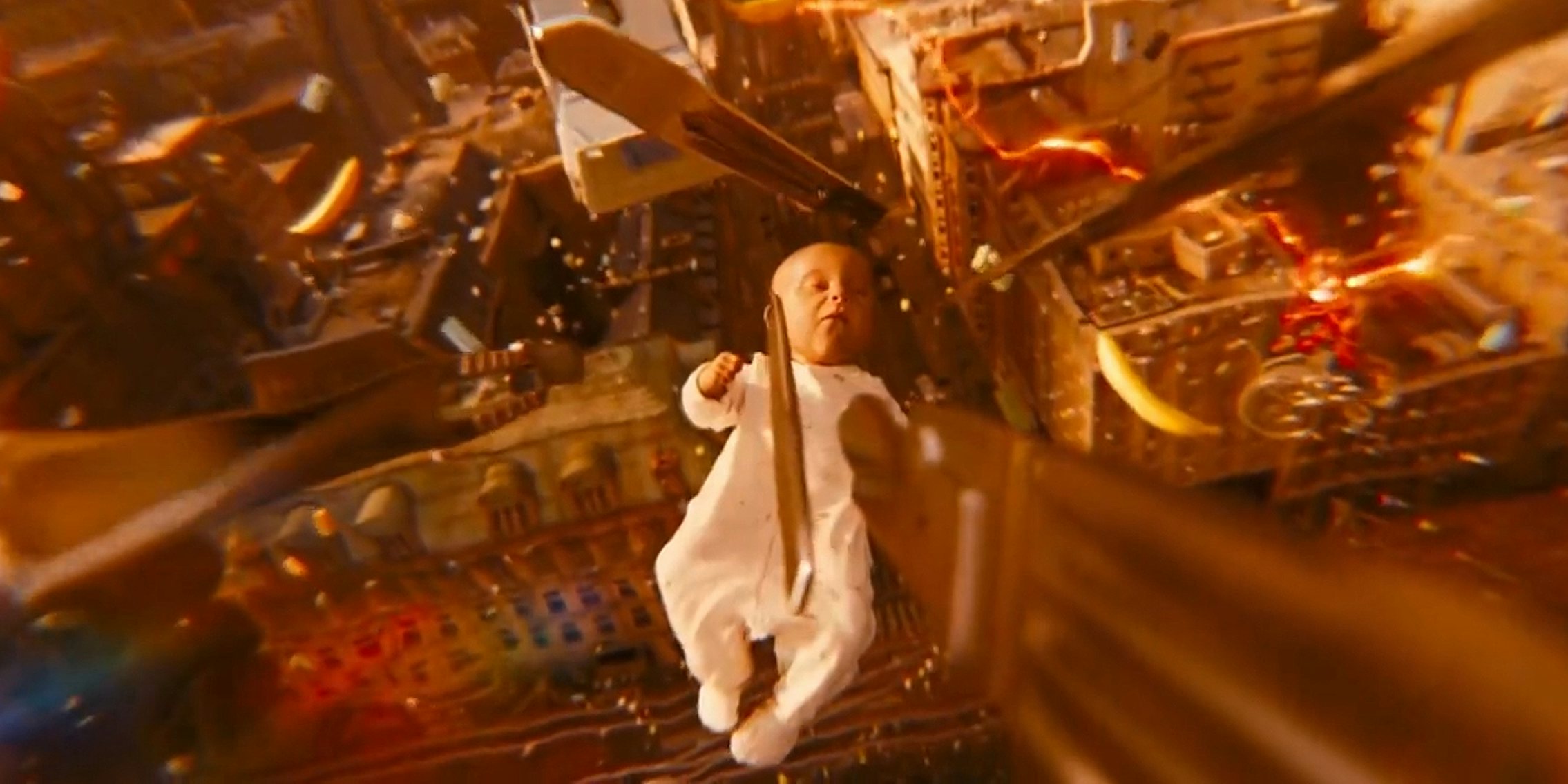 The Flash babies falling scene baby falling in city
