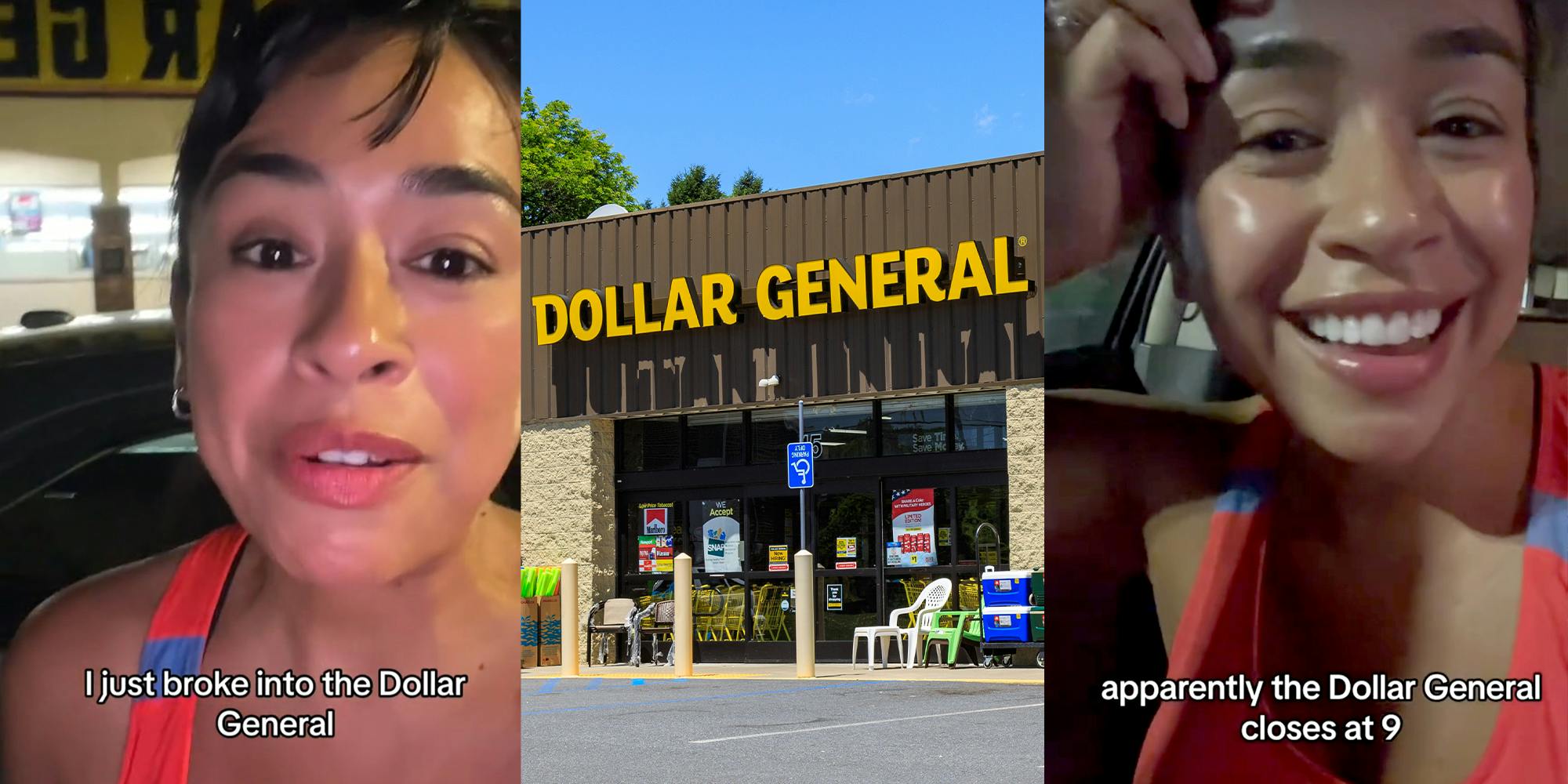 Woman accidentally breaks in dollar general walking in after hours