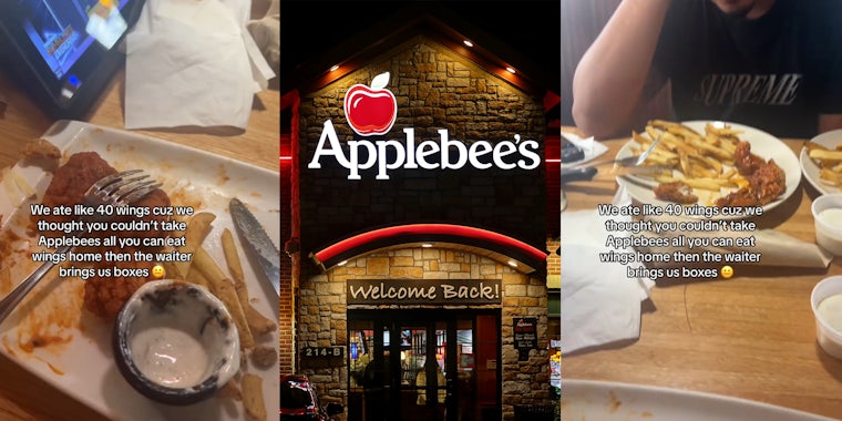 Applebee's customers force themselves to eat 40 wings, server brings out to-go box for them