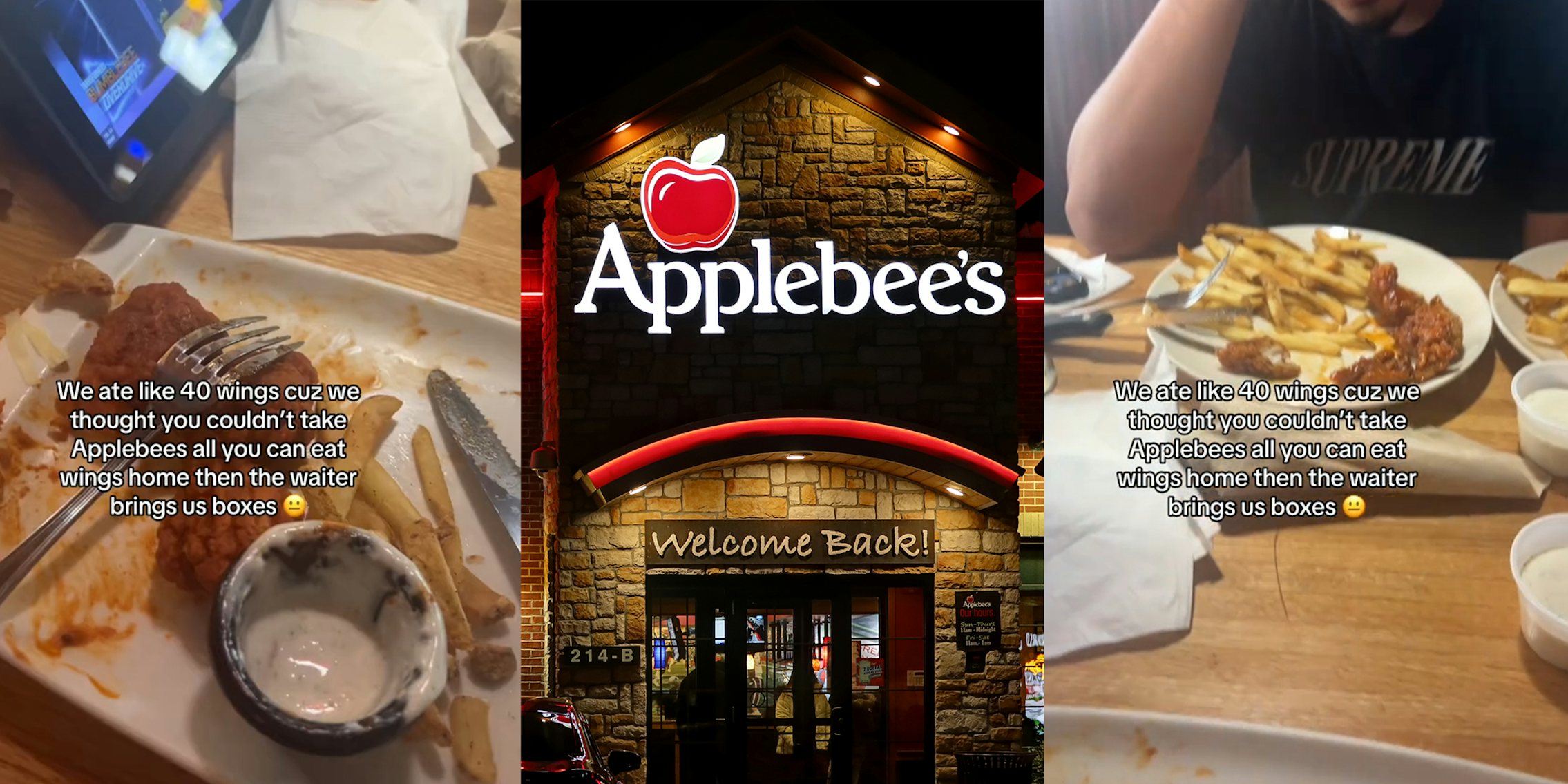 Applebee's customers force themselves to eat 40 wings, server brings out to-go box for them