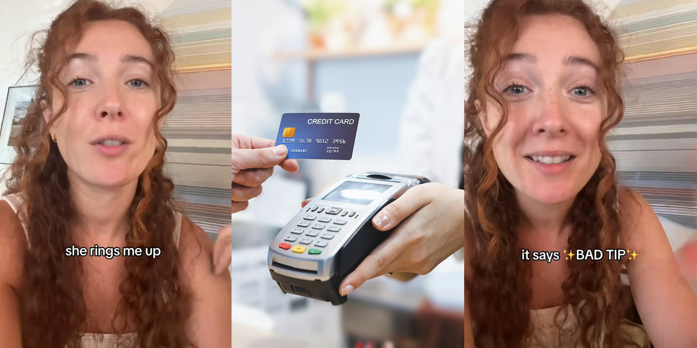 woman swiping credit card on card reader