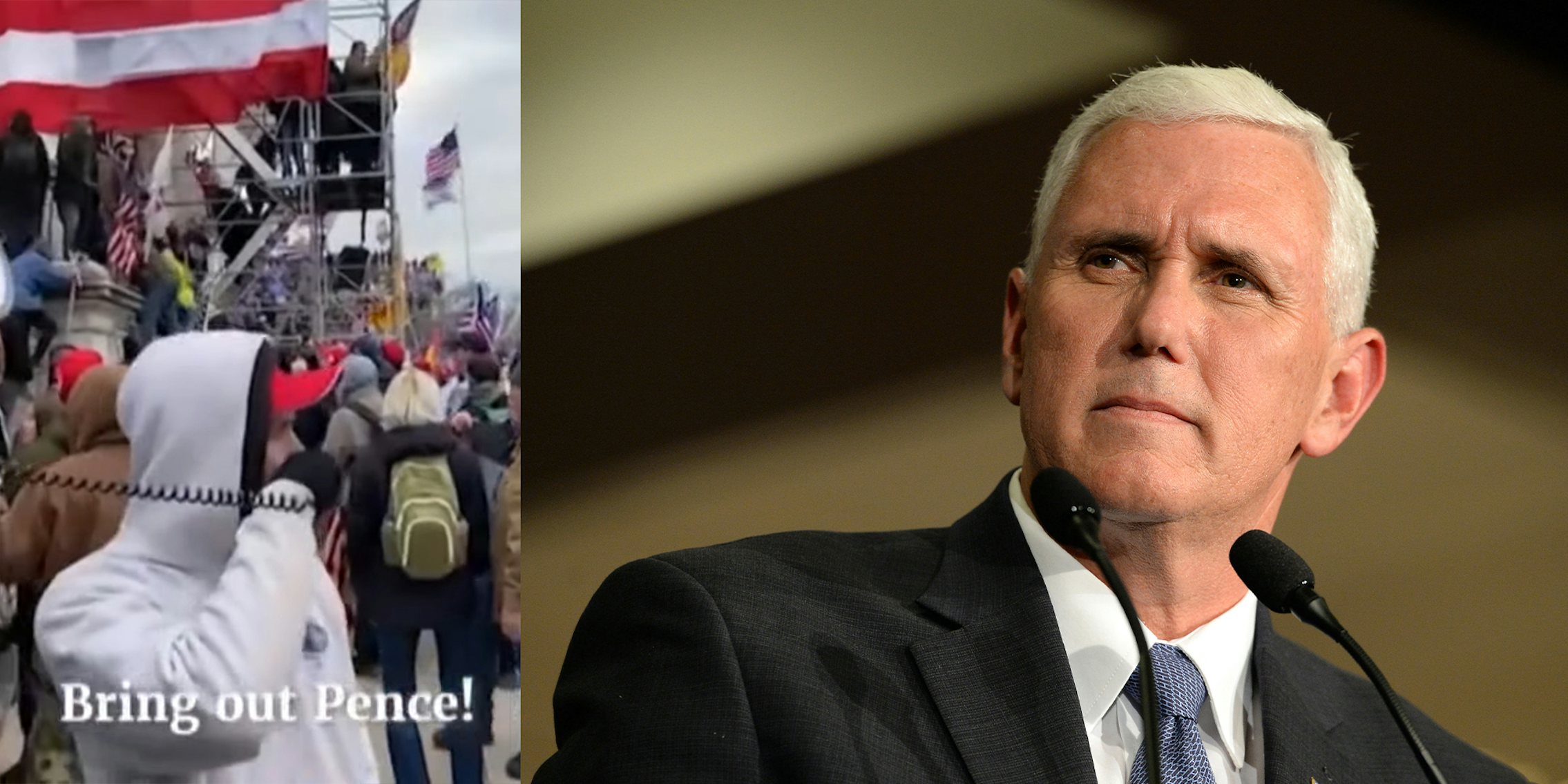 Civilians Shouting at Pence; Governor Mike Pence speaks to supporters at a rally
