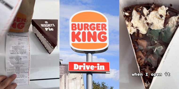 Customer mobile orders Burger King. His Hershey Pie is covered in mold