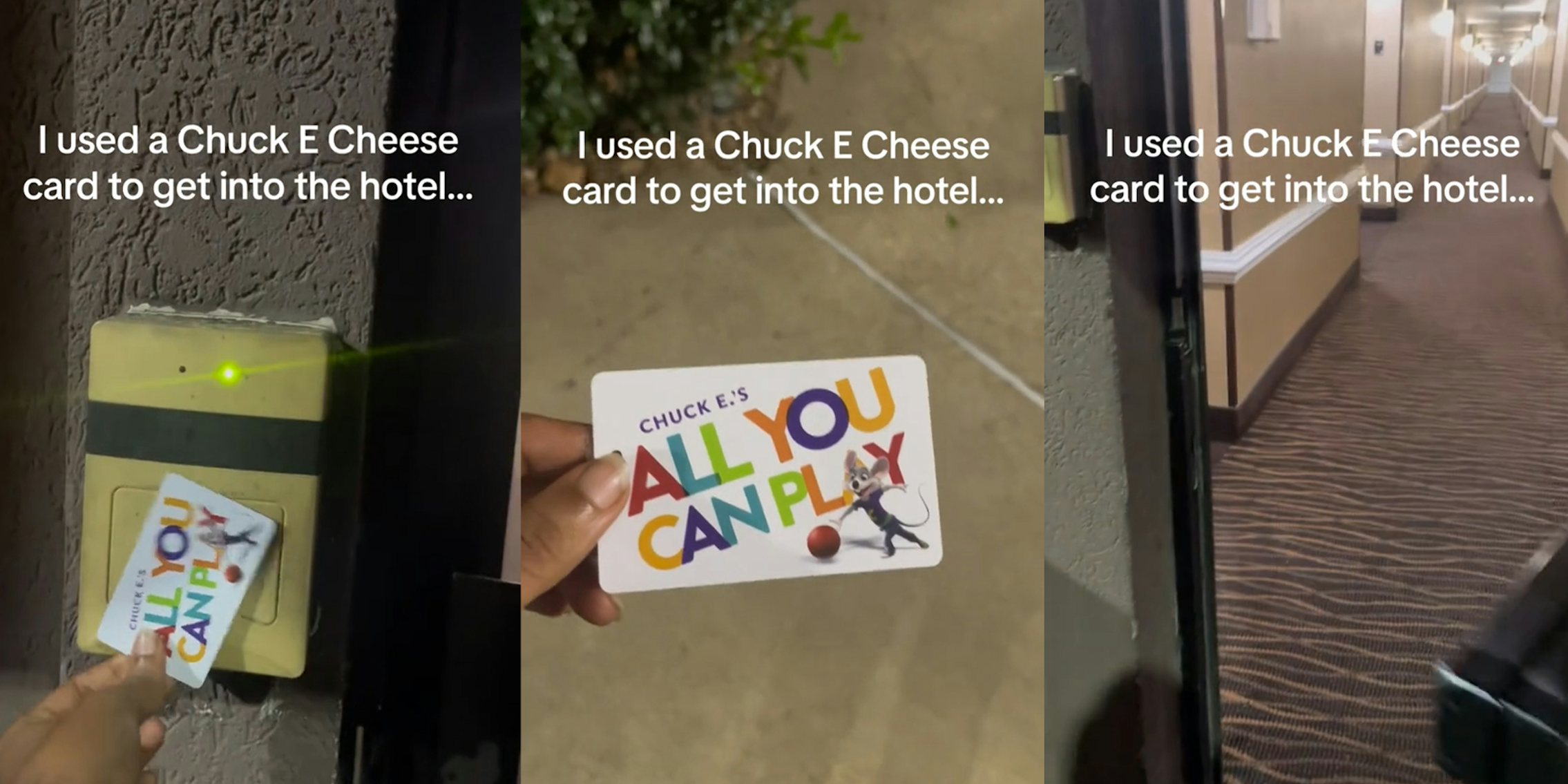Guest uses Chuck E. Cheese card to get into hotel