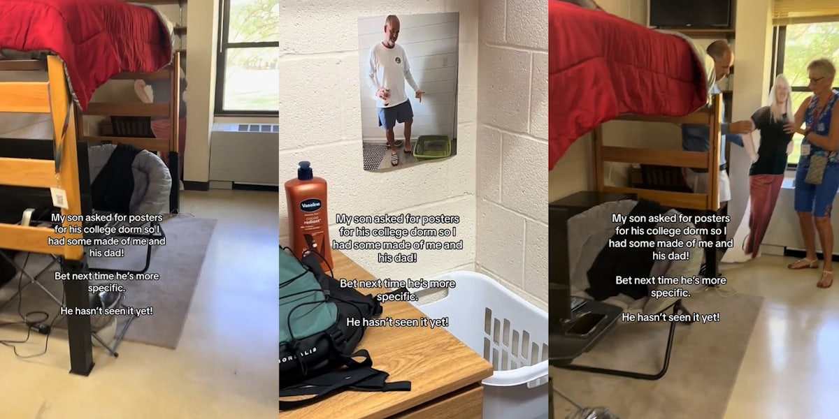 Mom makes life-size poster of herself for son's college dorm