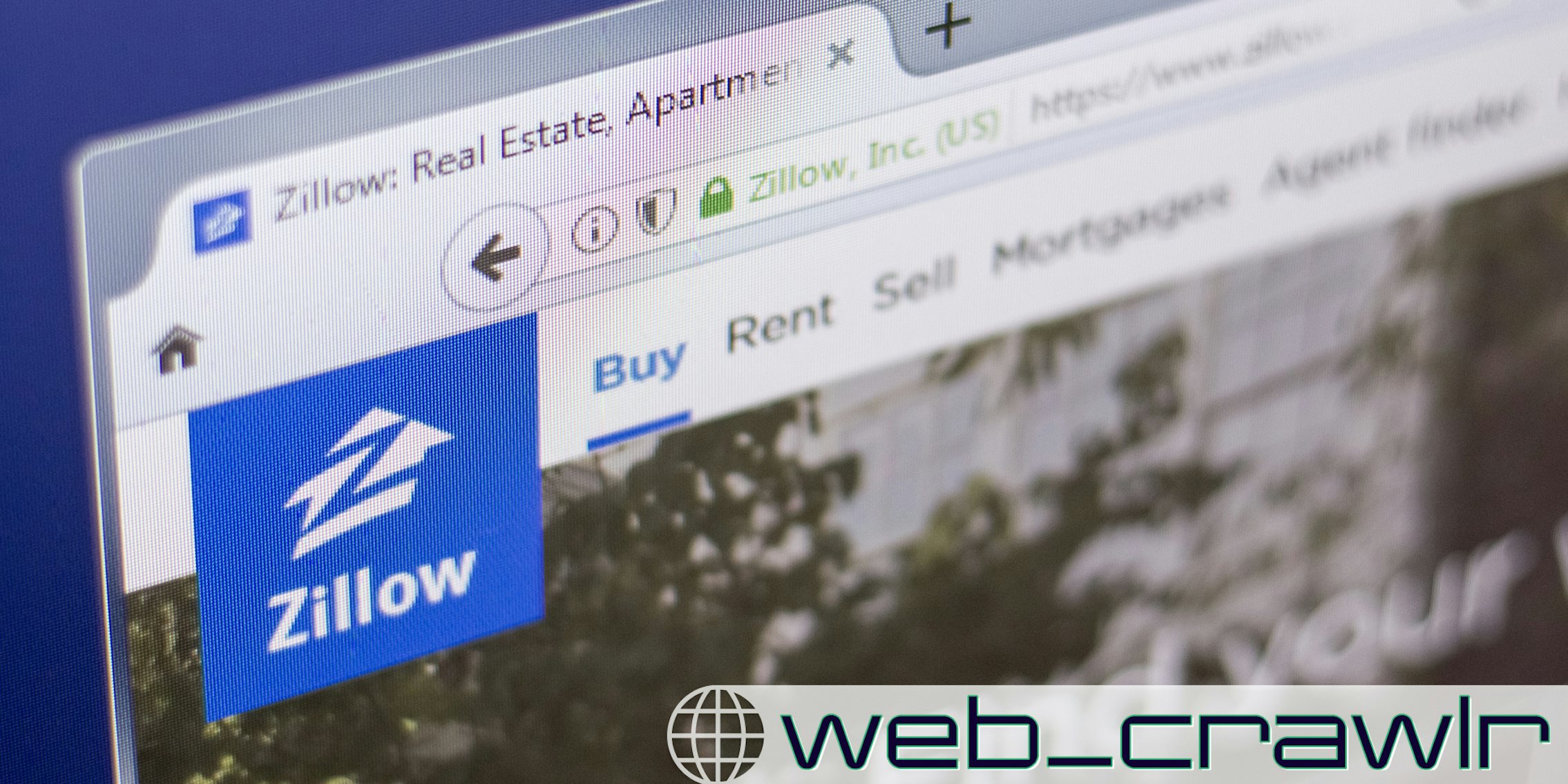 A computer screen showing the Zillow website. The Daily Dot newsletter web_crawlr logo is in the bottom right corner.
