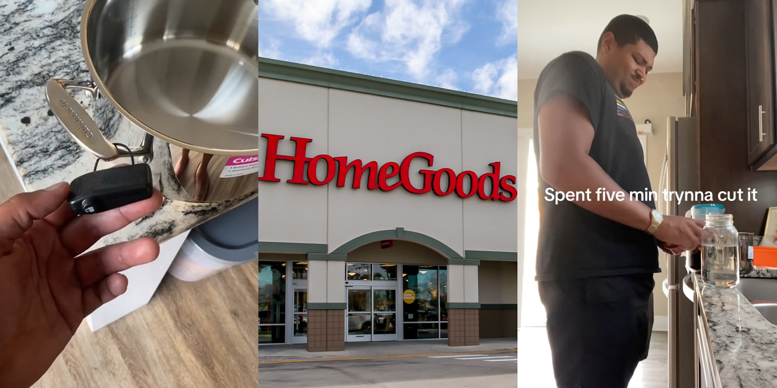 HomeGoods customer tries to cut security tag off of item after worker forgot. It won’t stop beeping
