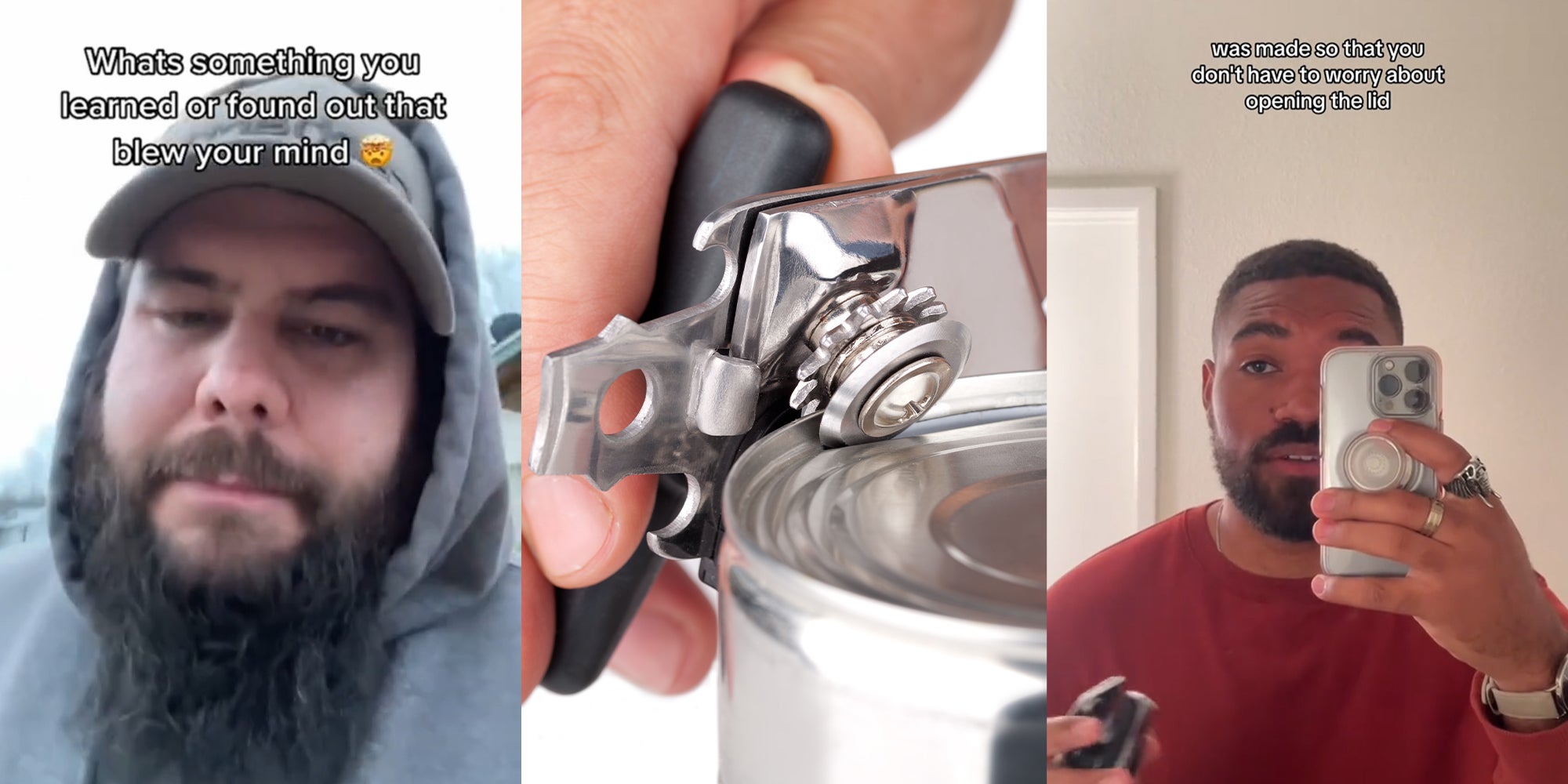 Man Shows Correct Way To Open a Can With a Can Opener