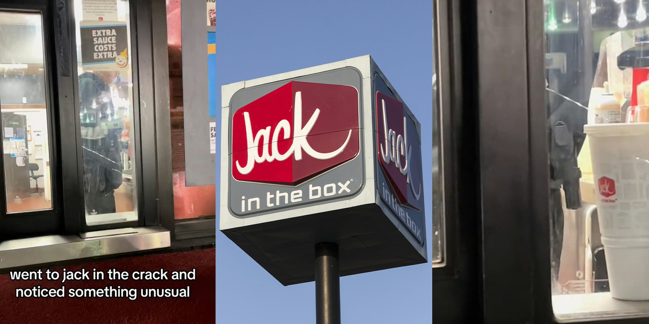 Jack in the Box worker opn carries gun during night shift; jack in the box sign