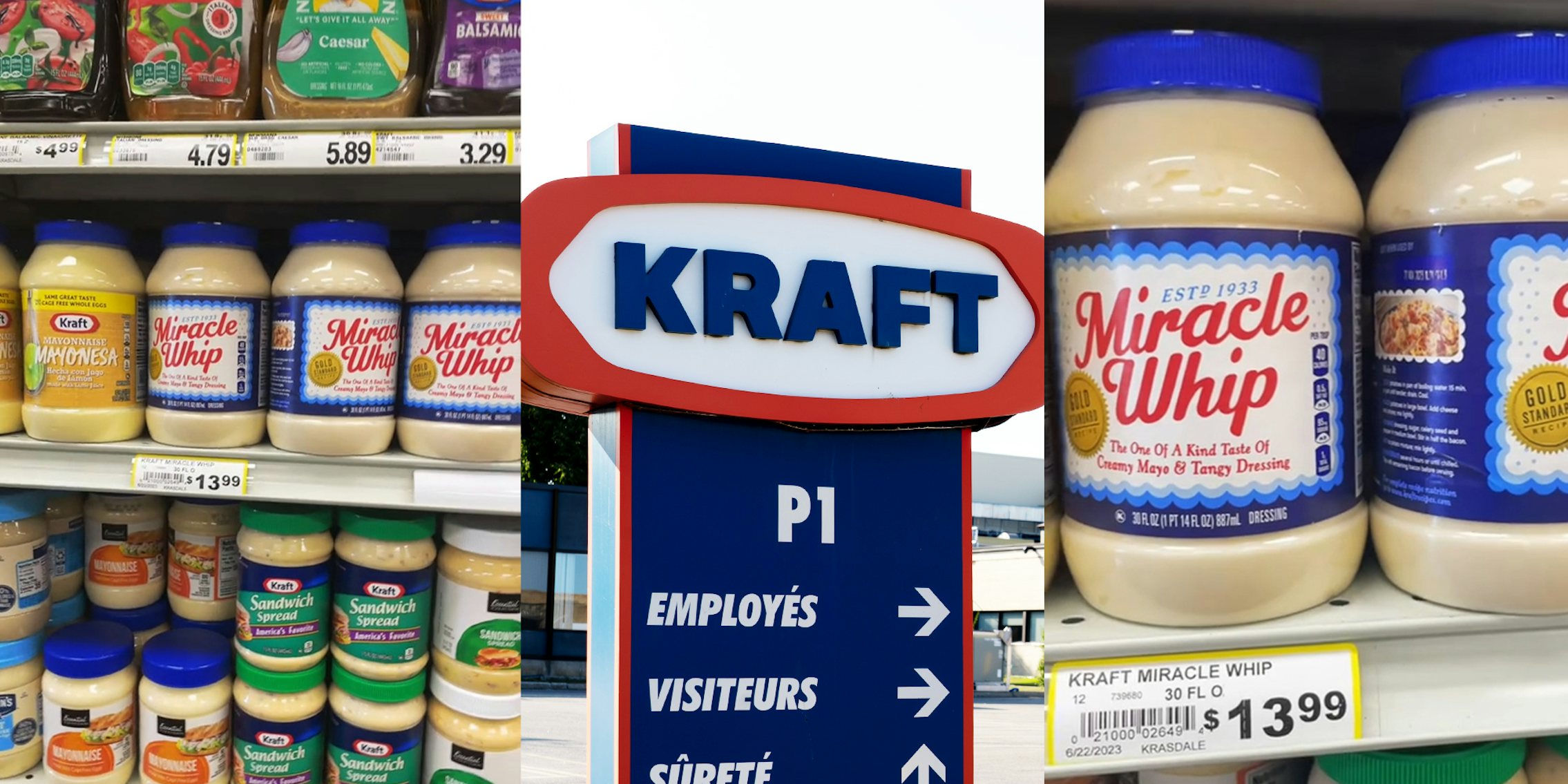 Miracle whip on store shelves with high price increase; Kraft Company Logo