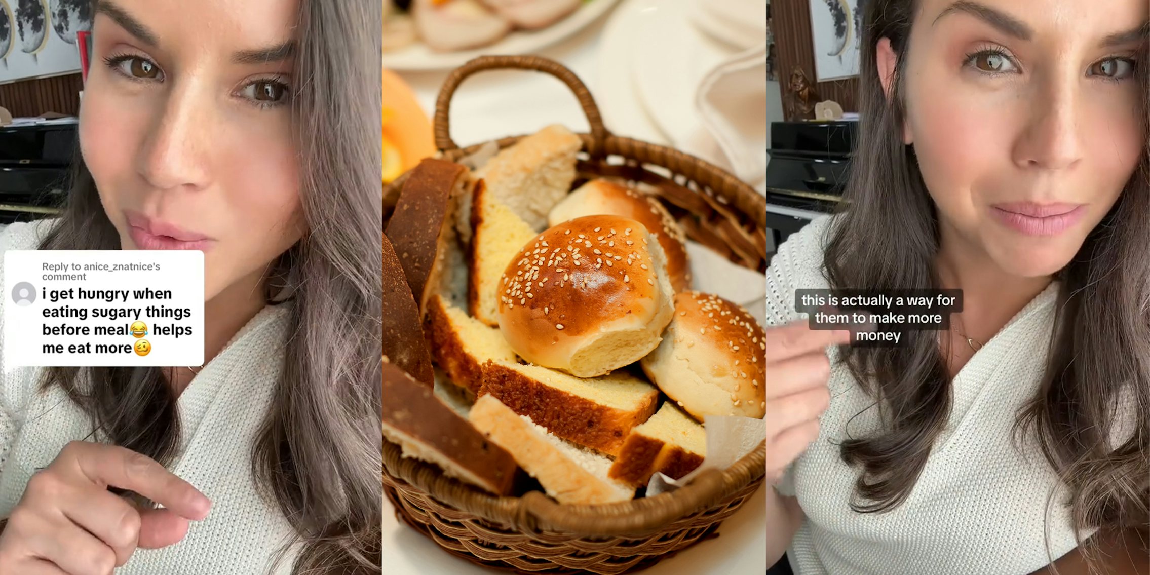 Woman shares real reason restaurants offer complimentary bread baskets