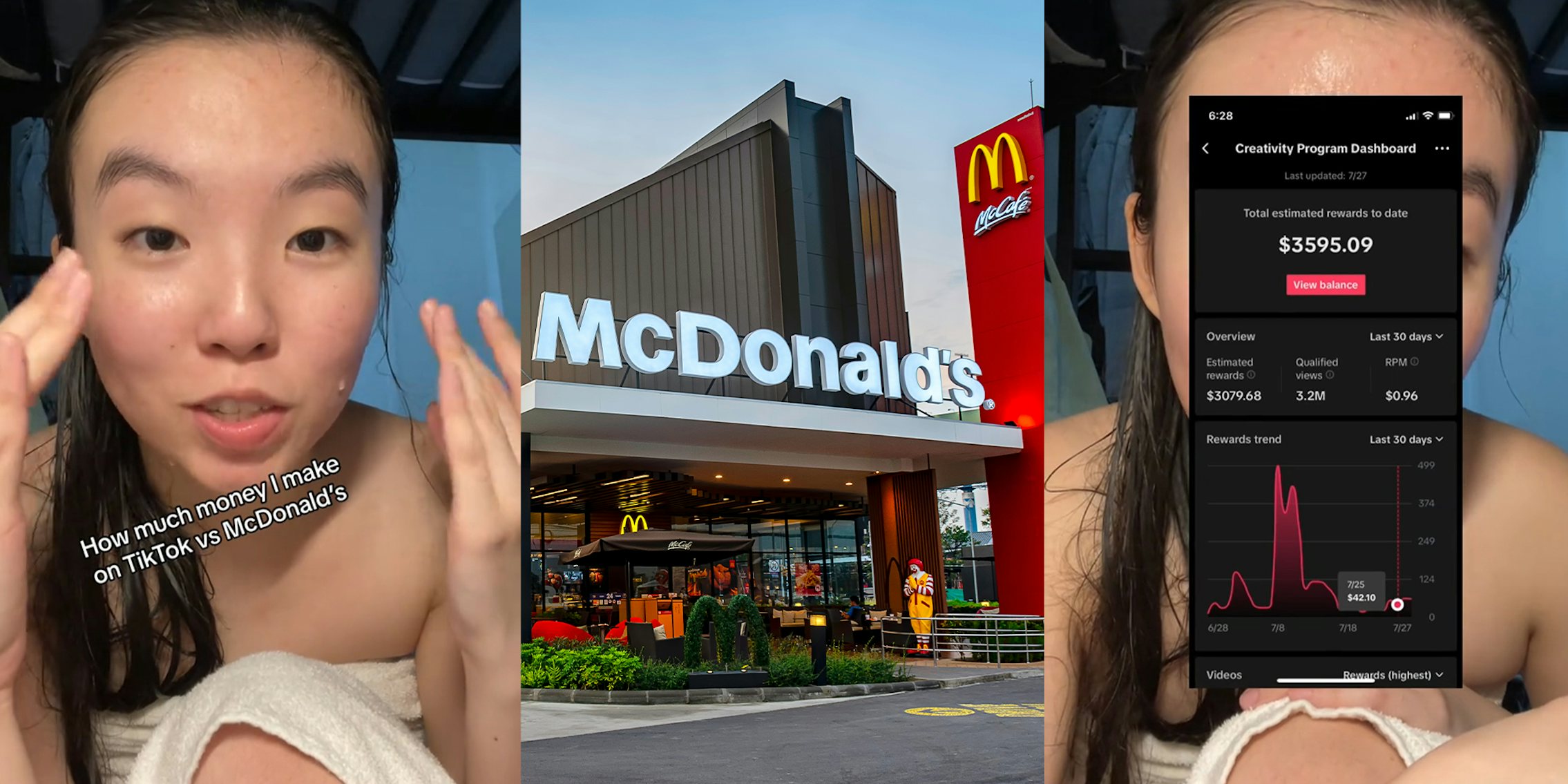 woman explains how much money she makes vlogging her job at McDonalds