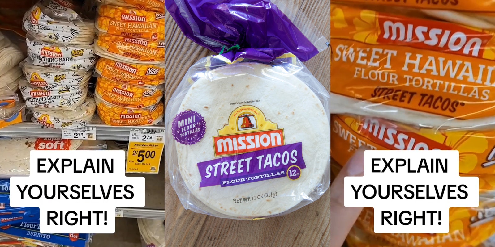 Customer calls out Mission Tortillas for now selling 2 types of flavored tortillas
