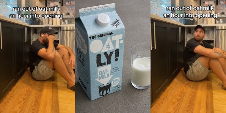 Barista runs out of oat milk one hour into shift