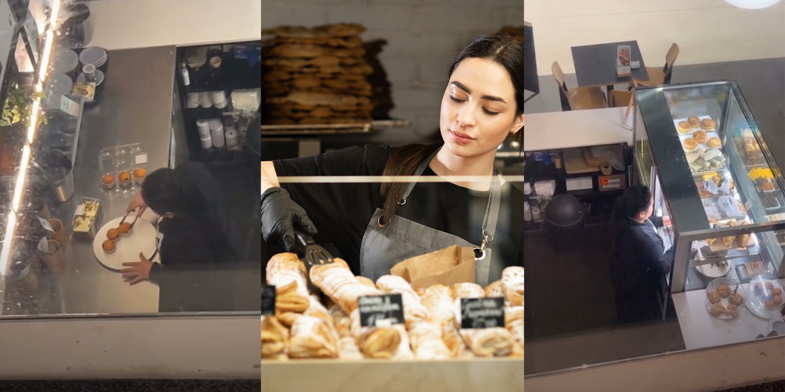 Customer catches cafe worker serving store bought pastries