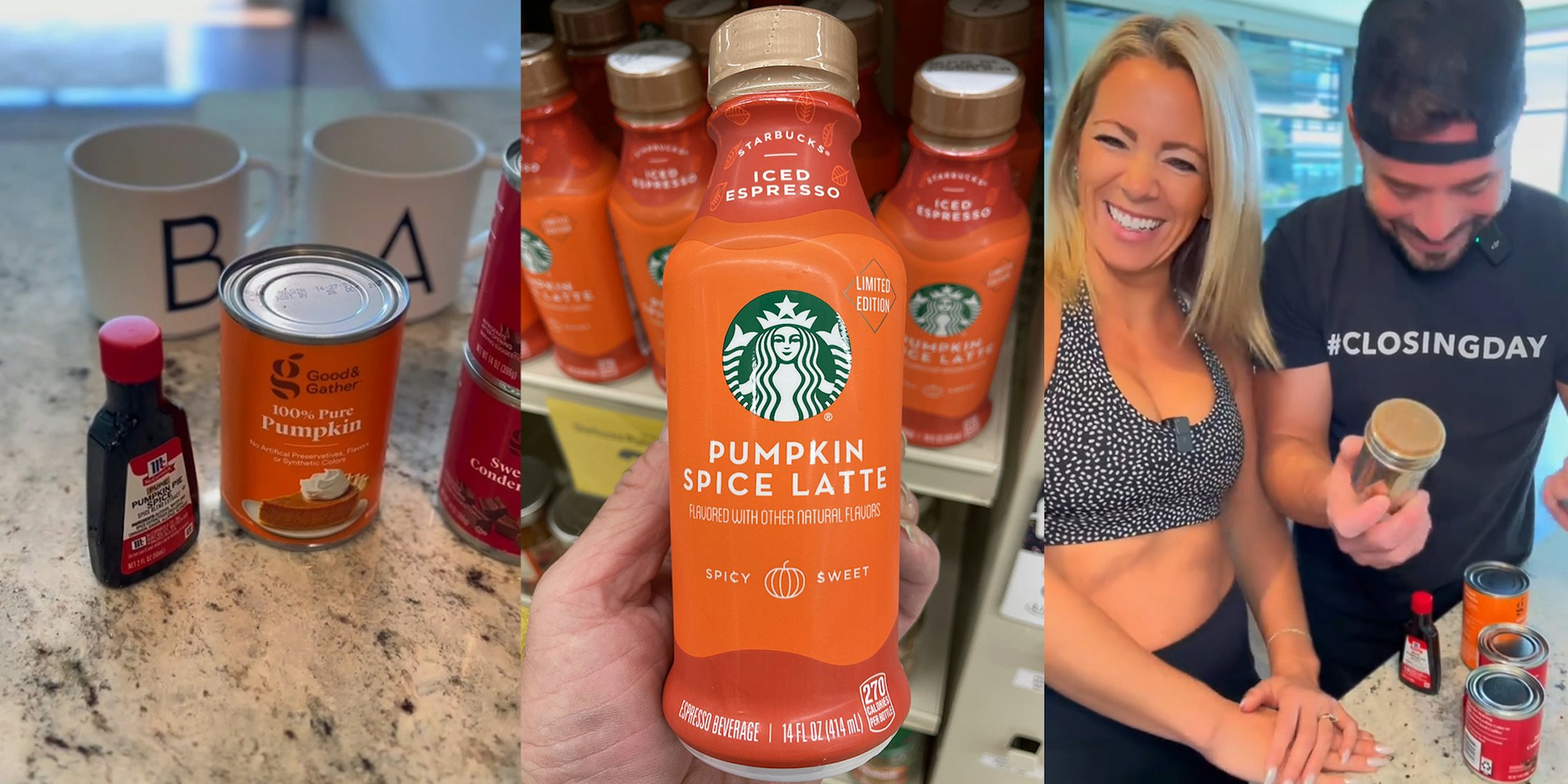 Customer shows how to make Starbucks pumpkin spice latte at home with Target Good & Gather products for 86 cents