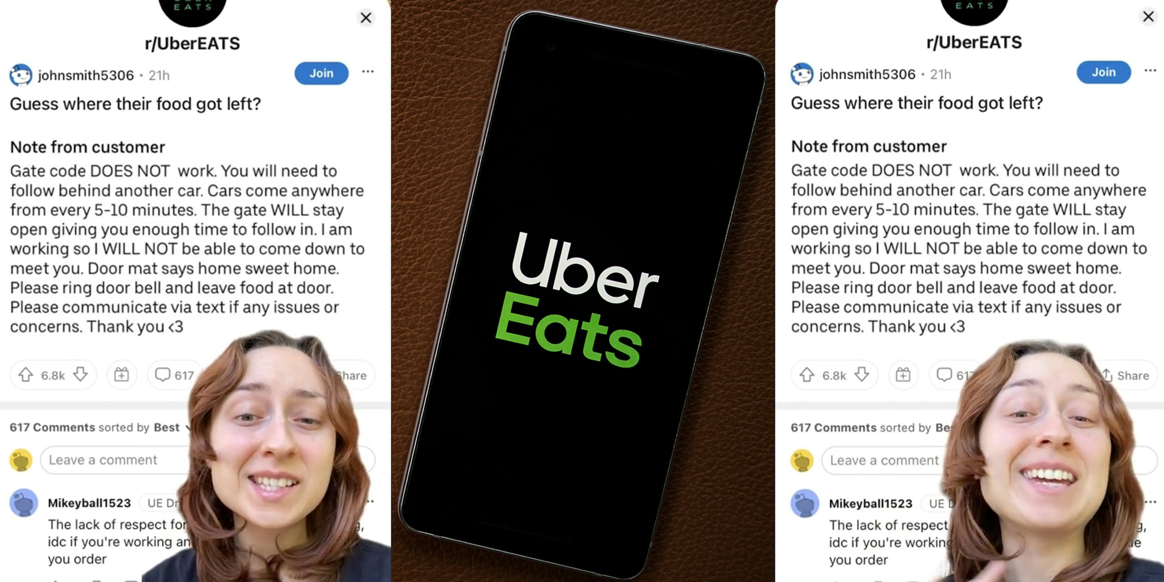 Uber Eats customer tells driver to wait at gate and 'follow' cars into complex