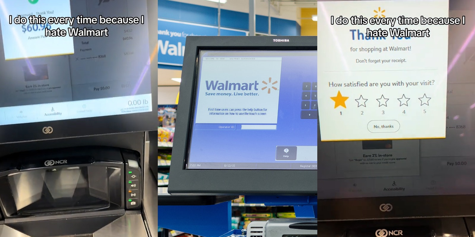 Walmart customer says they give 1 star at self-checkout because they ‘hate Walmart’