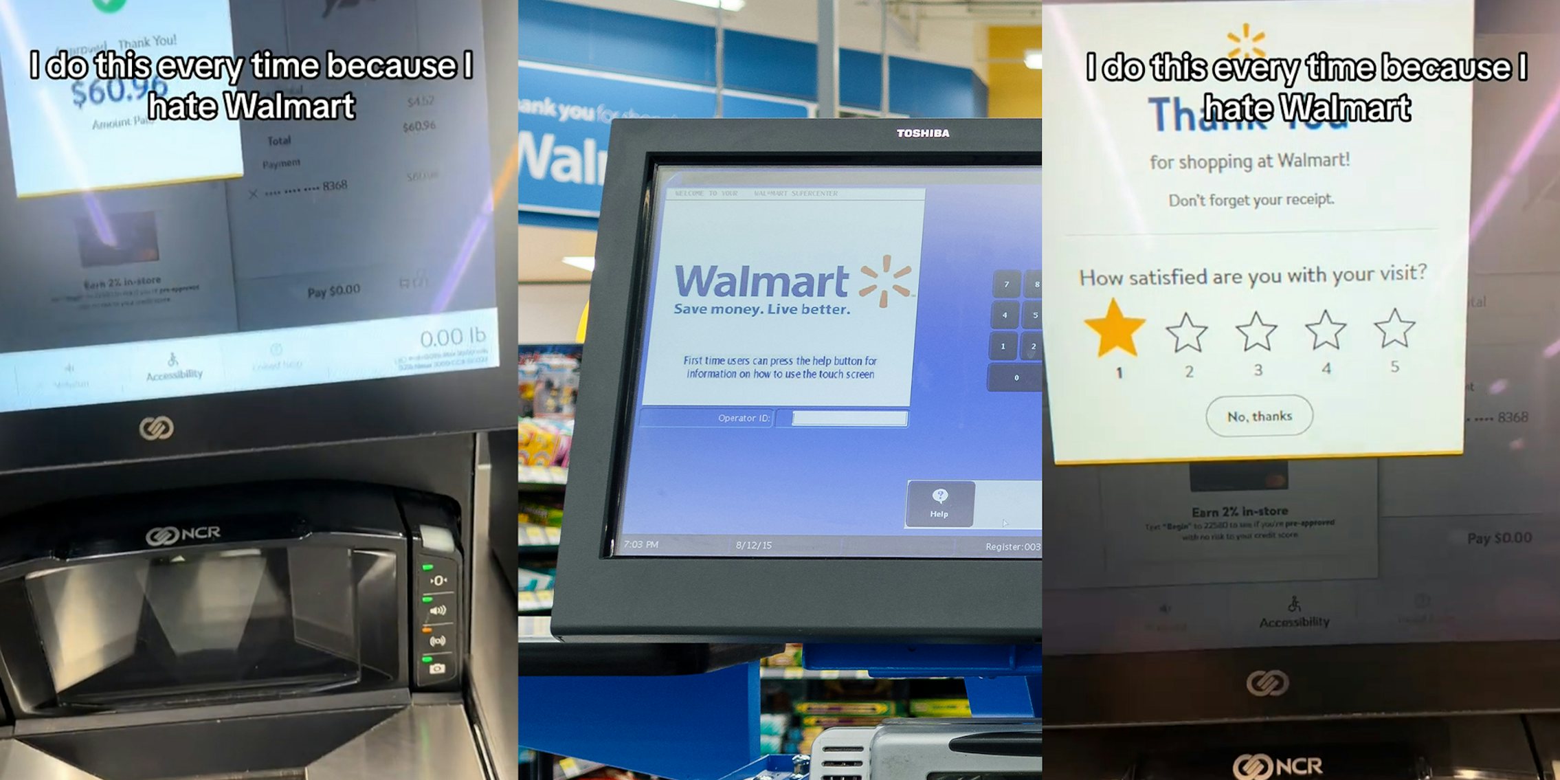 Walmart customer says they give 1 star at self-checkout because they ‘hate Walmart’