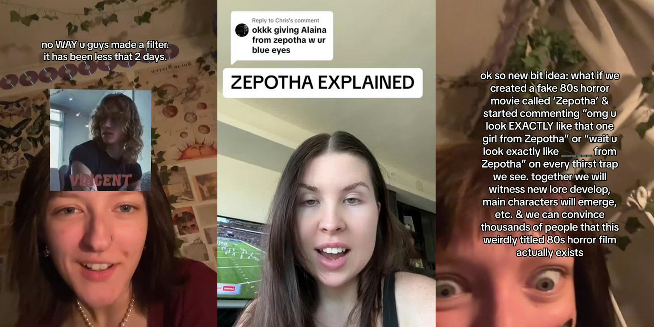 Woman using tiktok filter; woman explaining what Zapotha IS