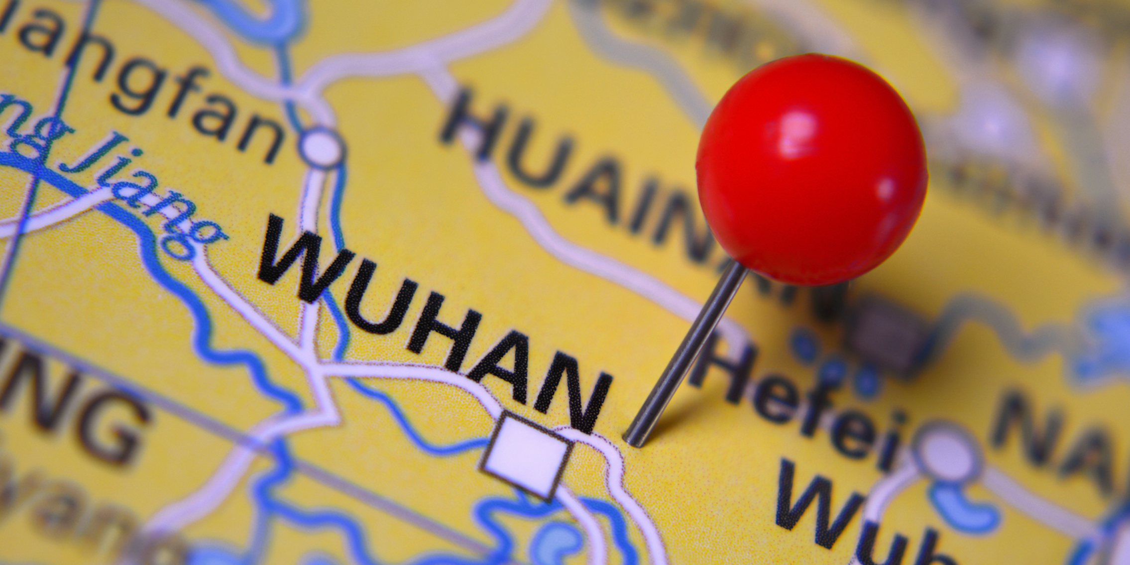 Wuhan marked on a map with red pin
