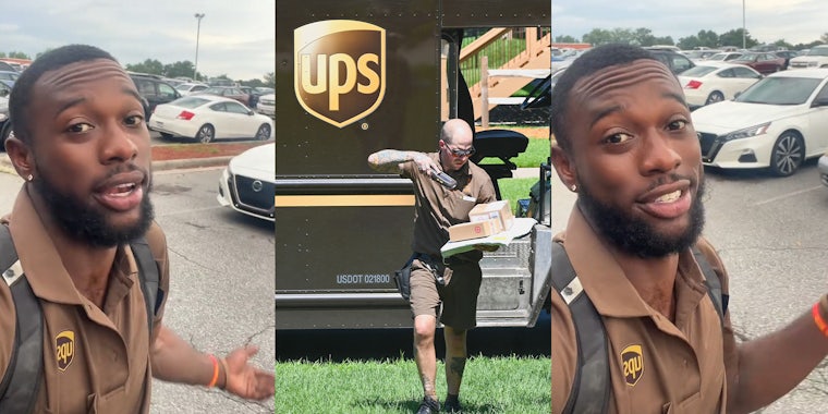 UPS driver delivering items