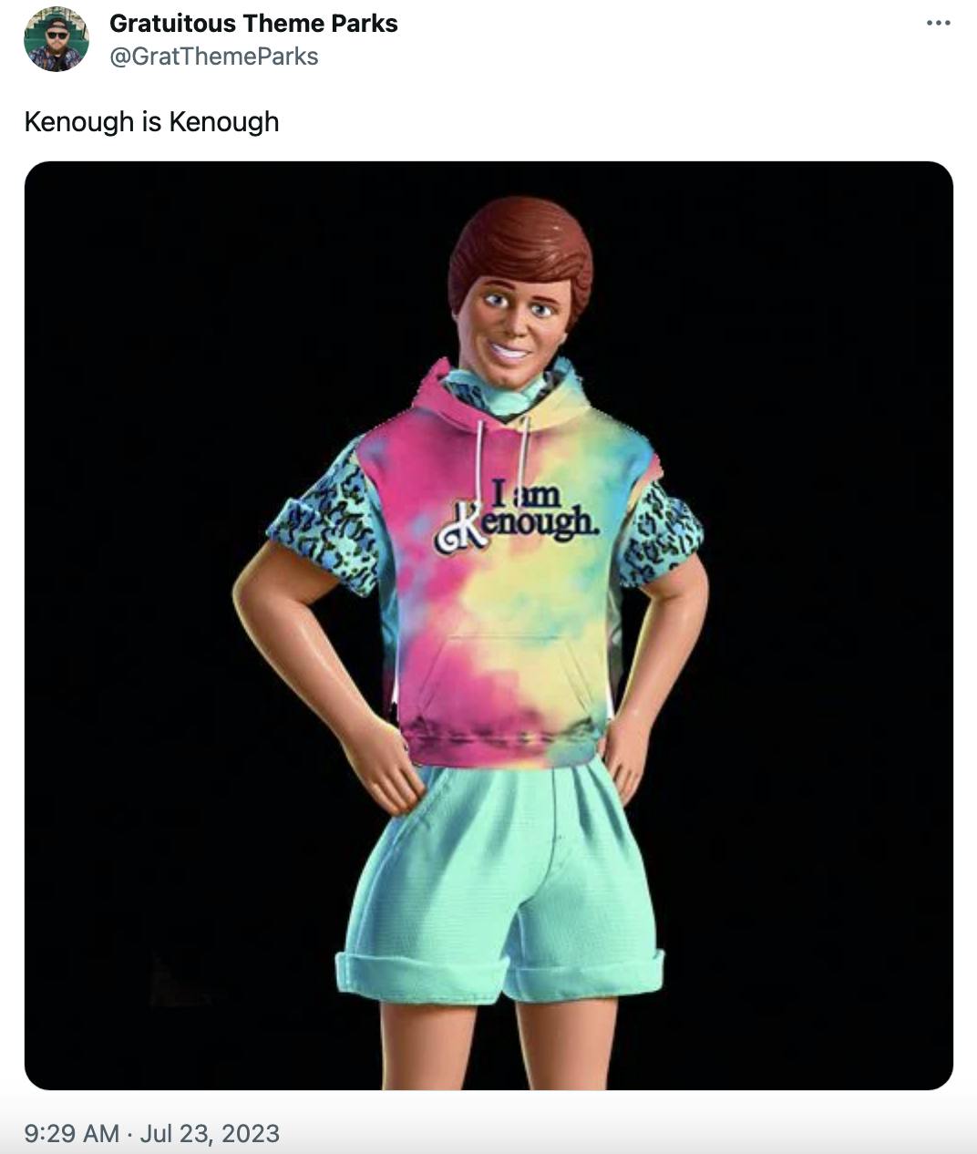 toy story ken in an i am kenough hoodie