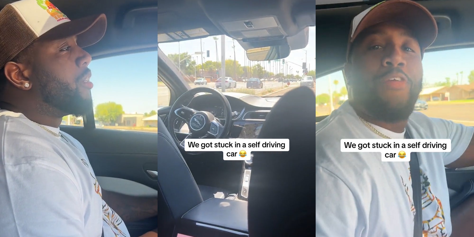 Passengers get stuck in a self-driving car