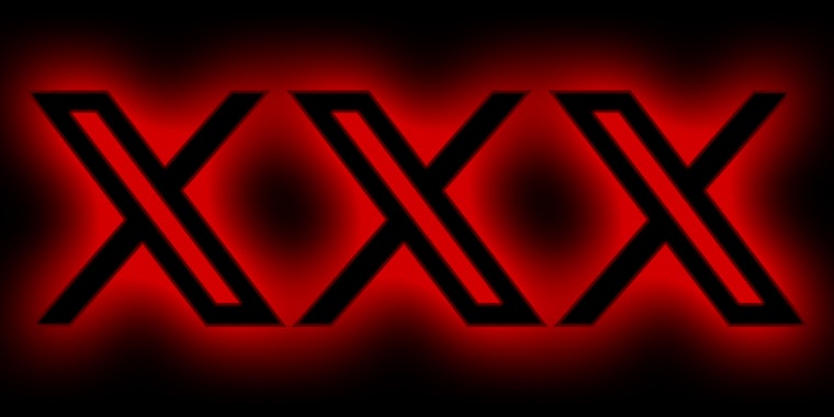'X' logo repeated three times with red glow