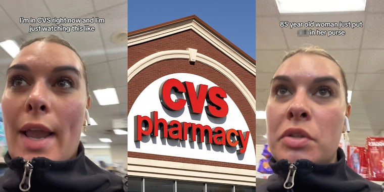 CVS customer catches 85-year-old lady shoplifting.