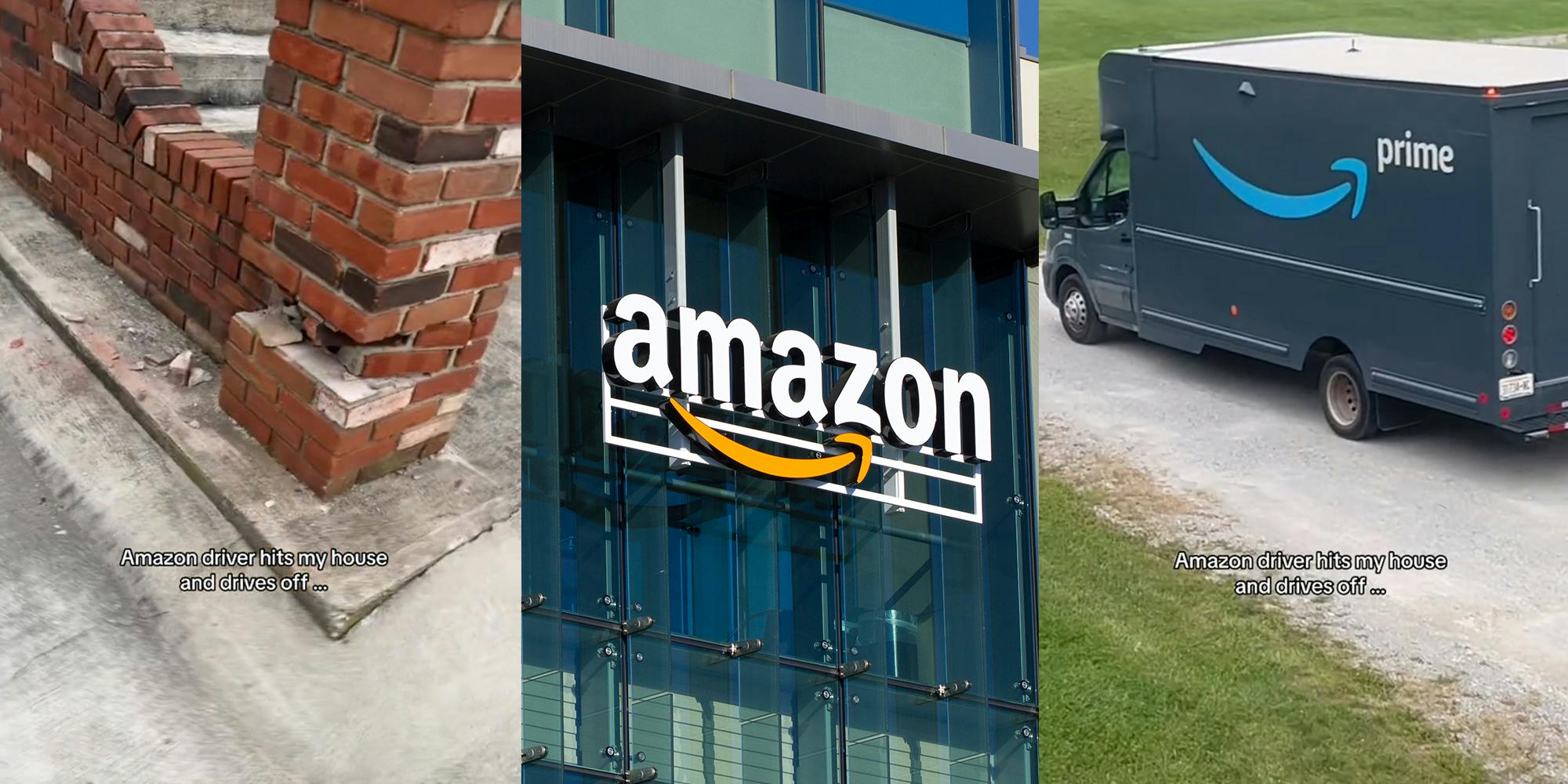 Woman says Amazon driver hit her house, drove away