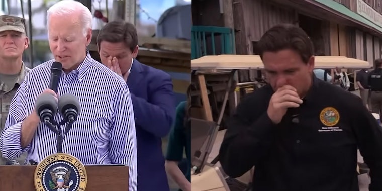 Ron DeSantis eats his boogers at 9/11 memorial - internet remembers other times he's snacked on his snot
