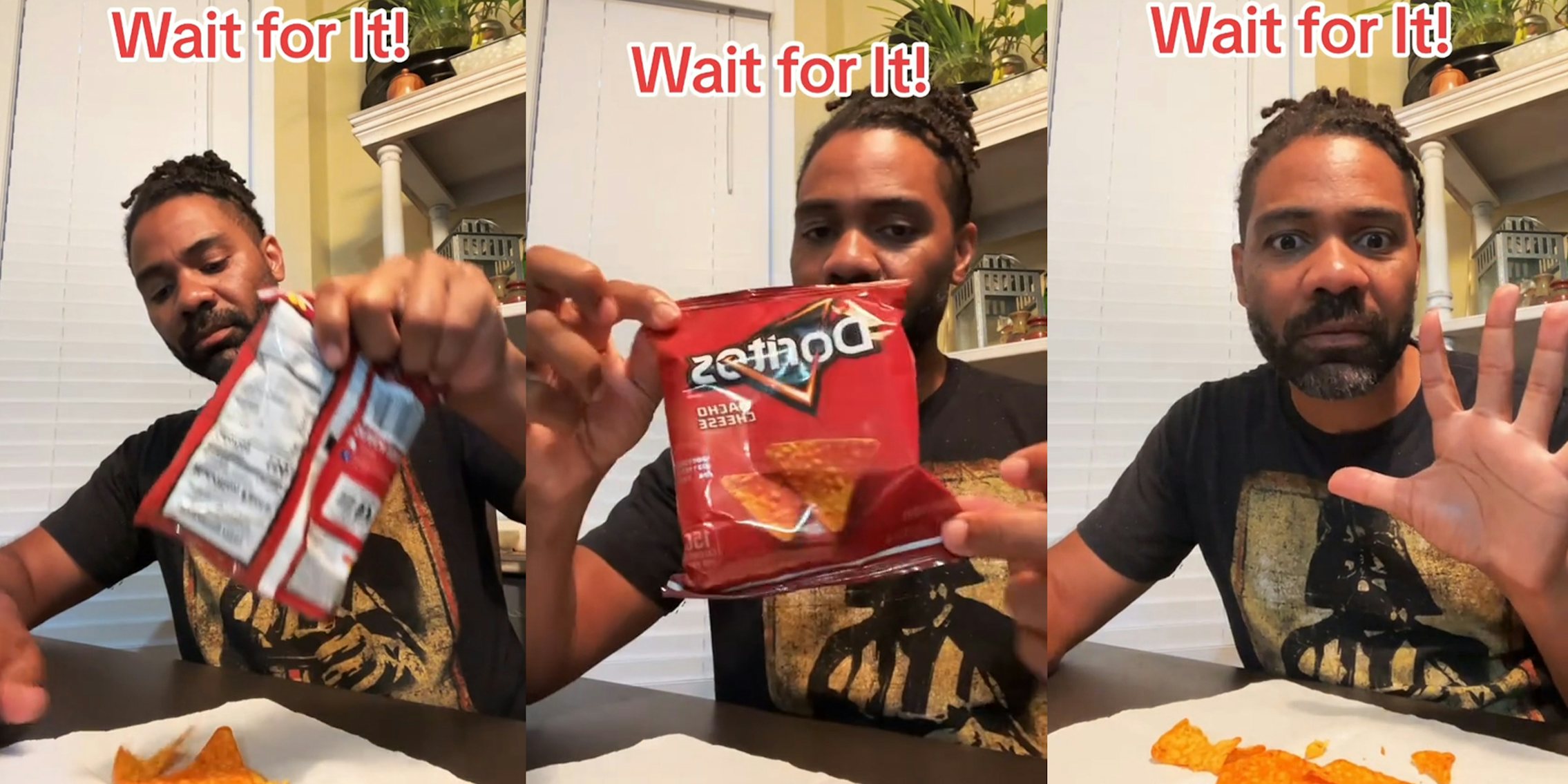 Customer opens Dorito bag. There’s only 5 pieces inside