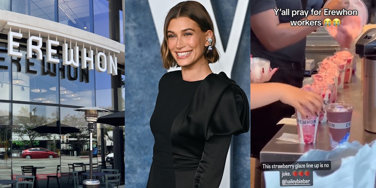 Erewhon workers struggling with viral hailey bieber shake