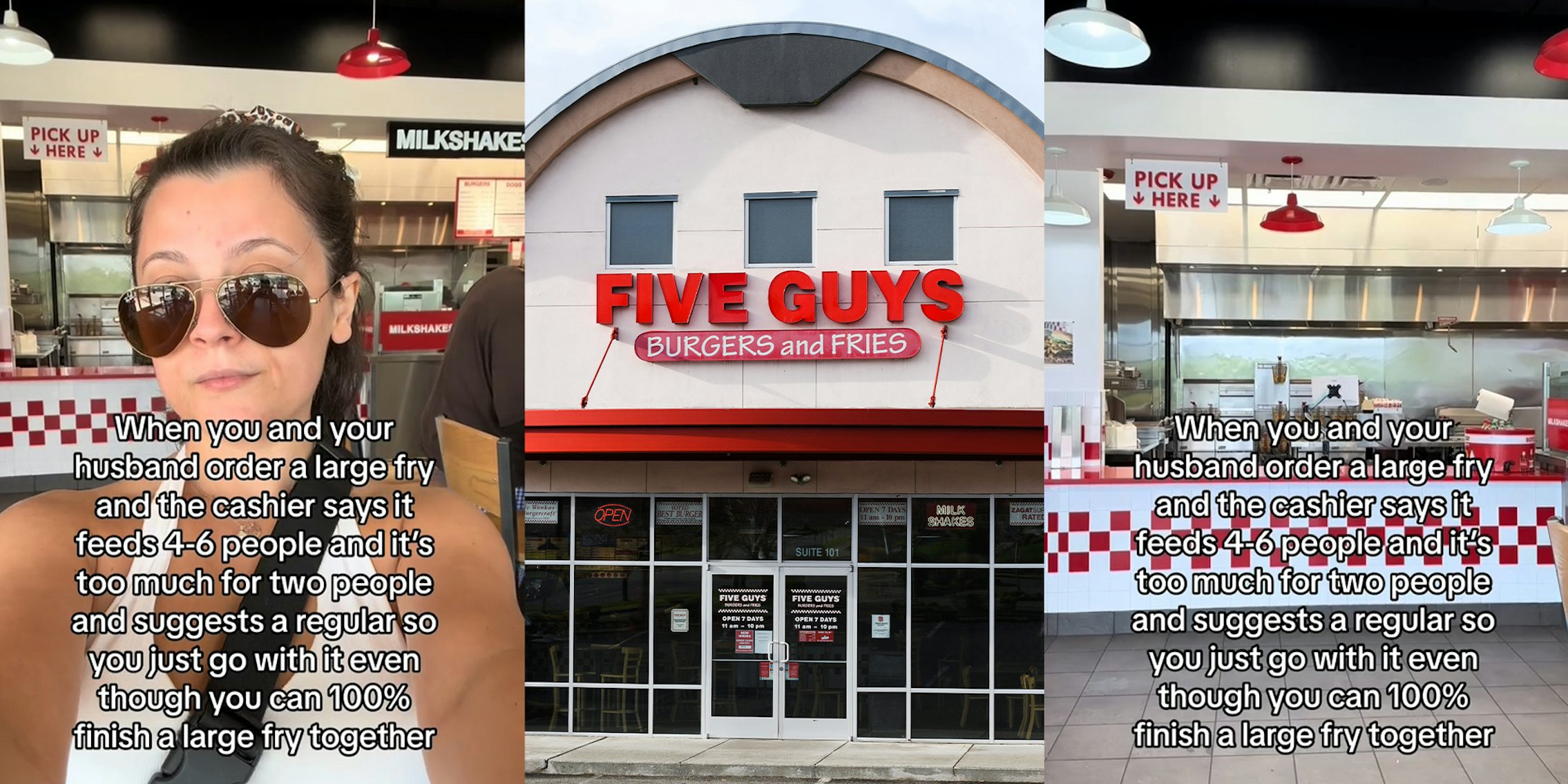 Five Guys customers get bullied into sharing regular fries by worker, Five Guys Restaurant front