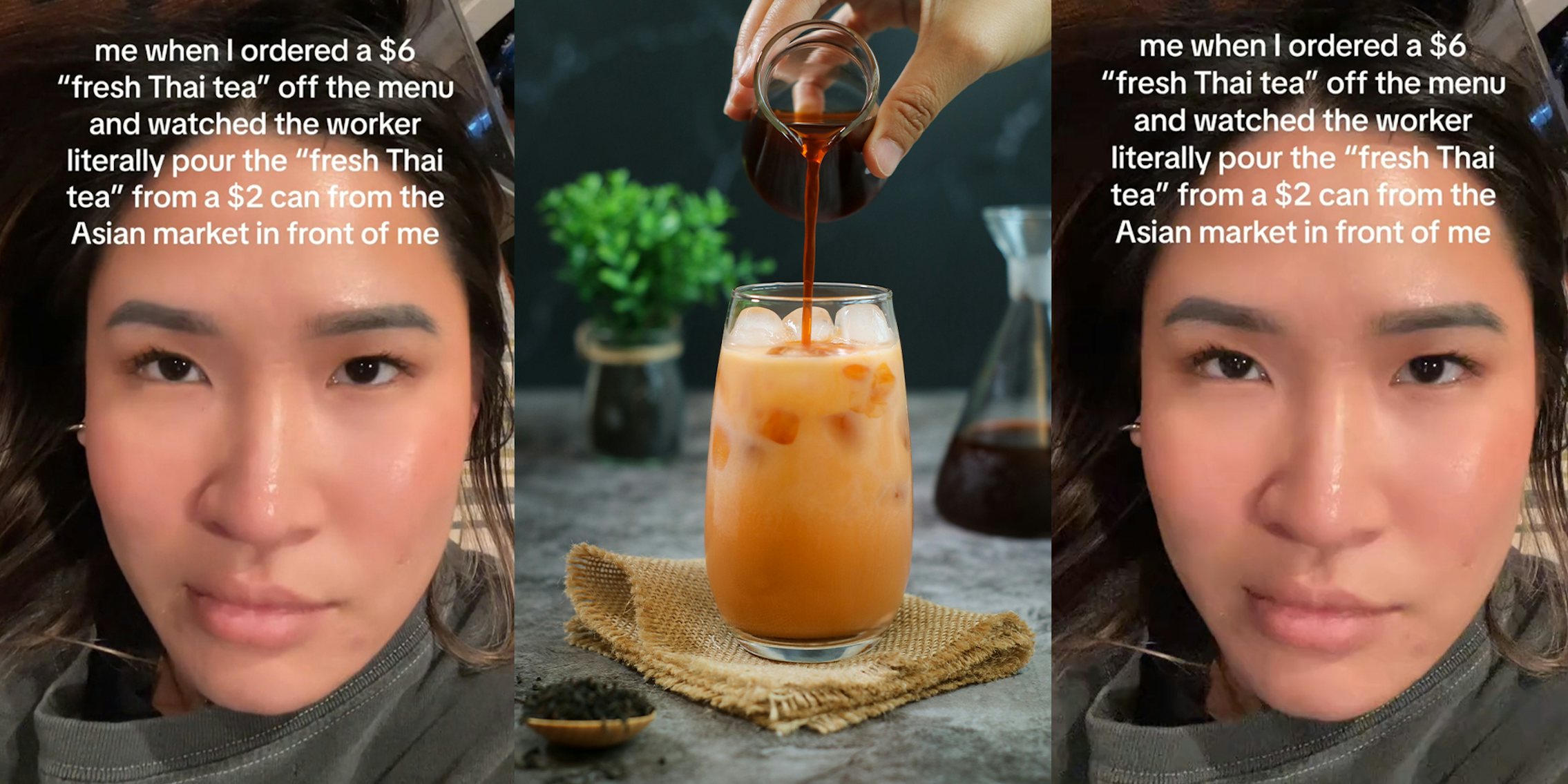woman explains that her Fresh thai tea is actually just canned thai tea