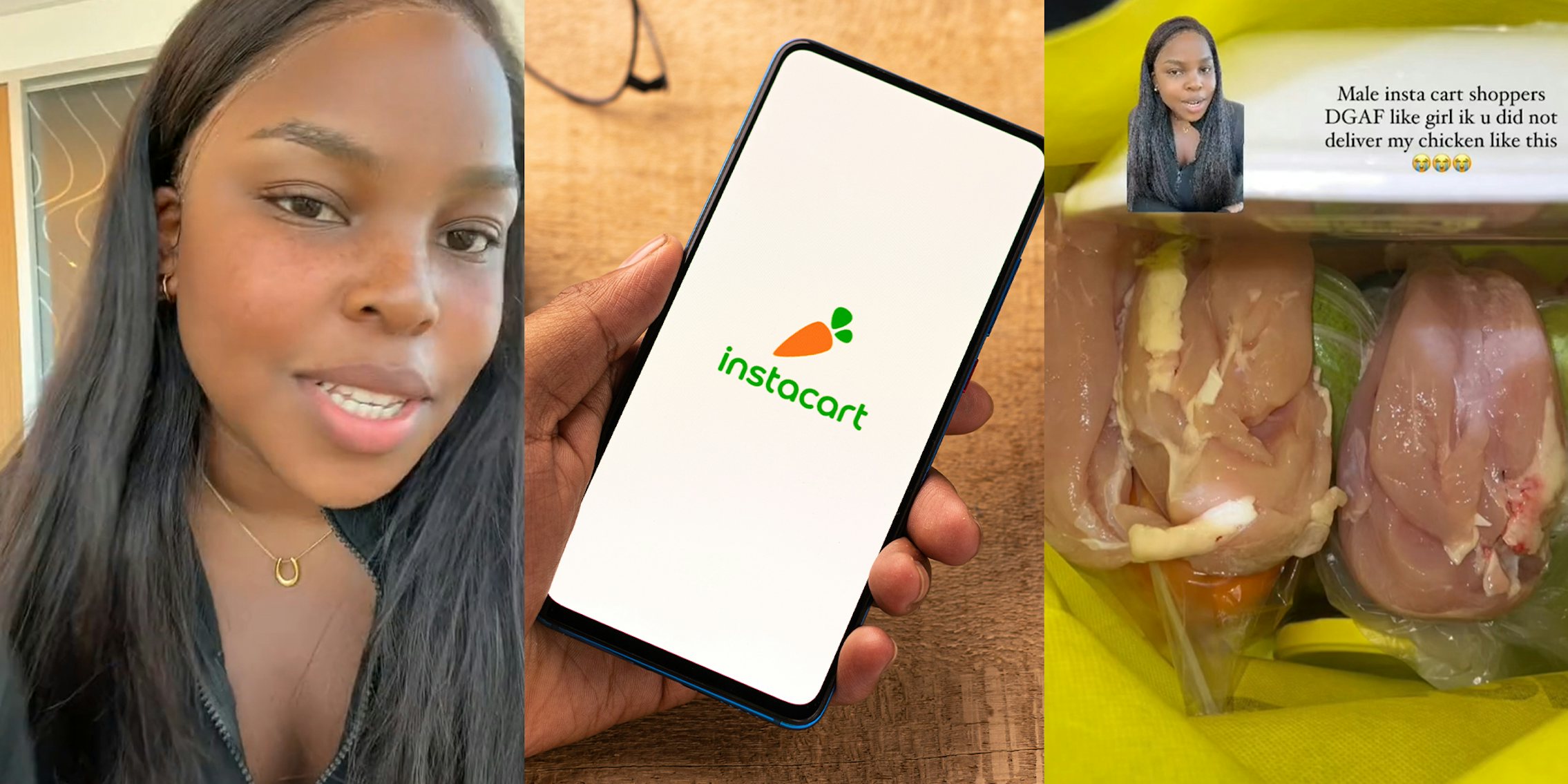 Instacart customer says her male shopper delivered her chicken breast without packaging