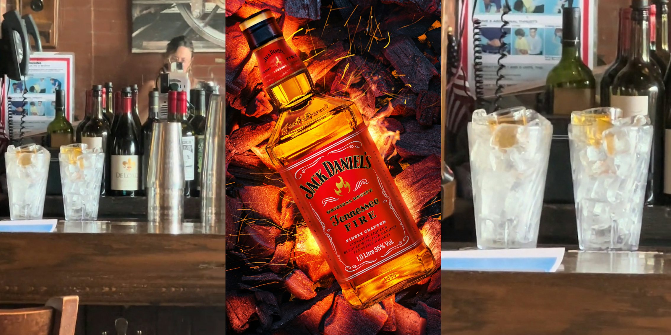 Customer orders 2 shots of Jack Daniels Tennessee Fire, chilled. It backfires