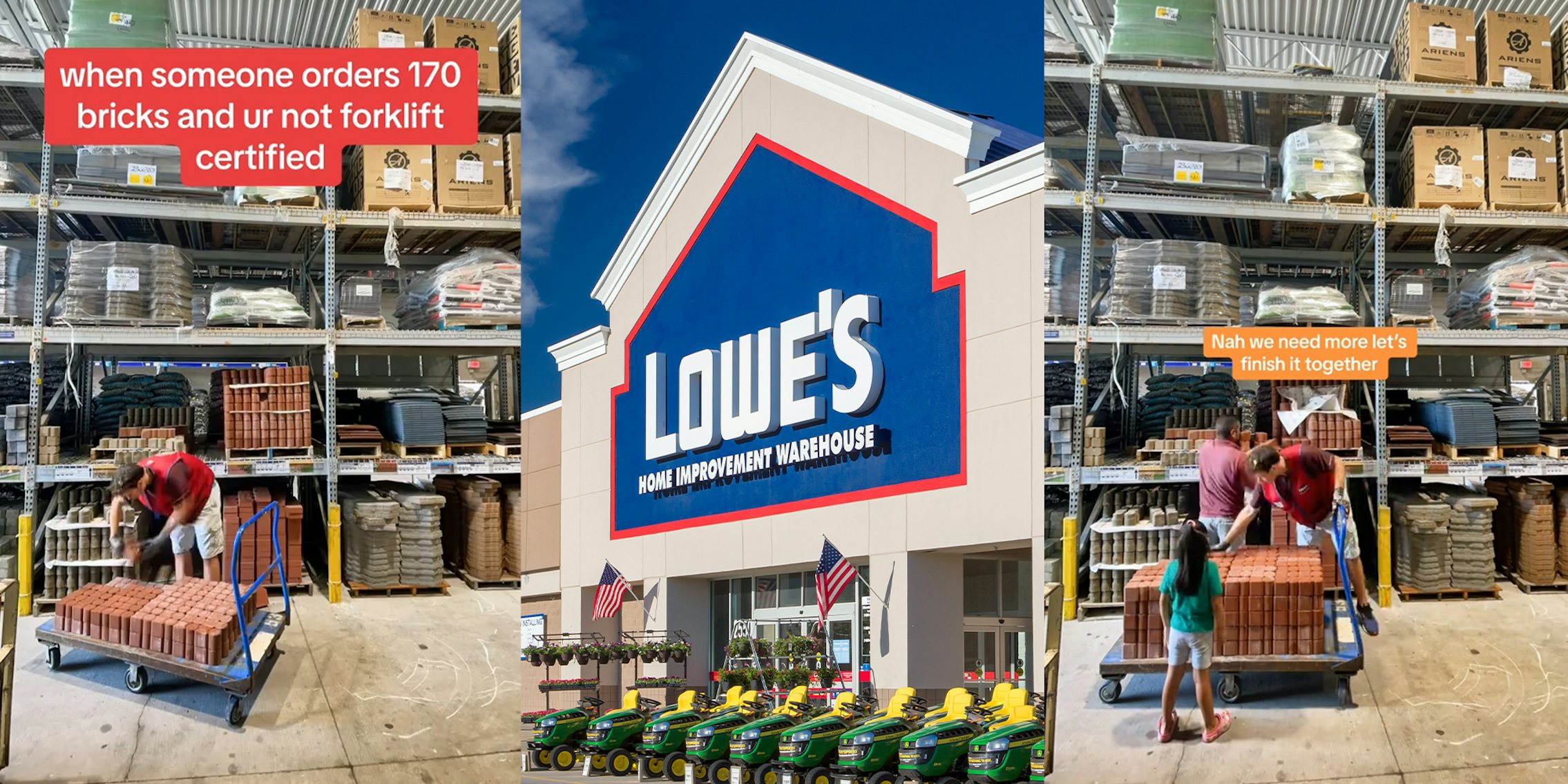 Lowe's worker manually loads 170 bricks for customer since he's not 'forklift certified'