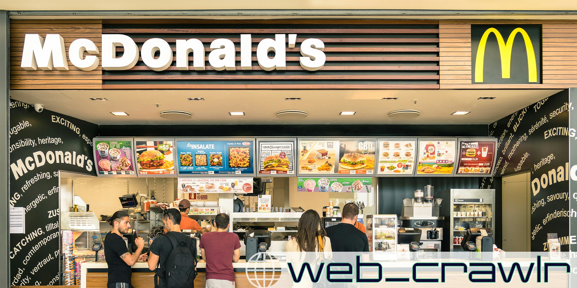 people waiting for the food service at McDonald's desk in the shopping mall