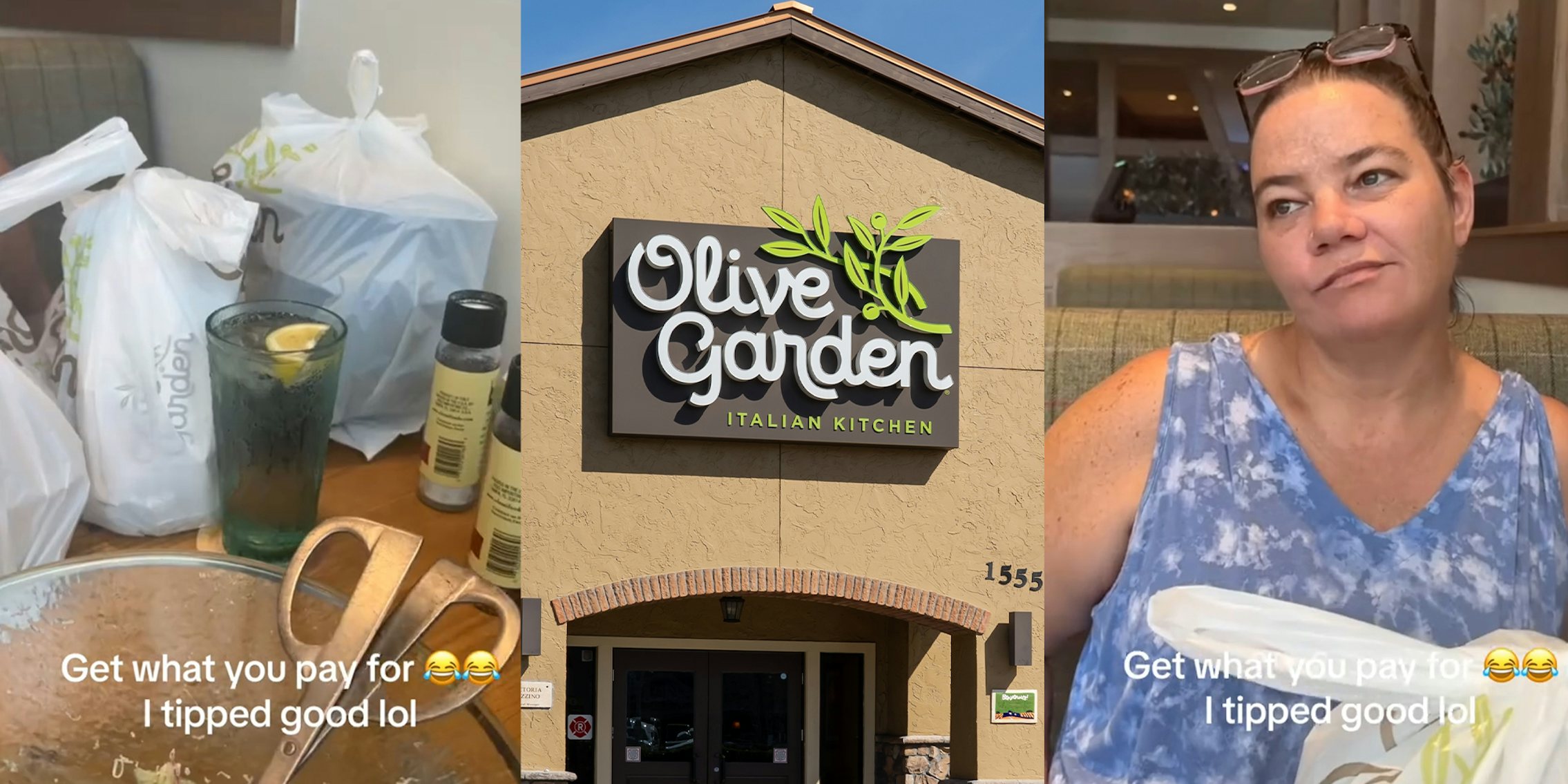 Olive Garden server gives customers extra to-go leftovers after they order unlimited soup and salad