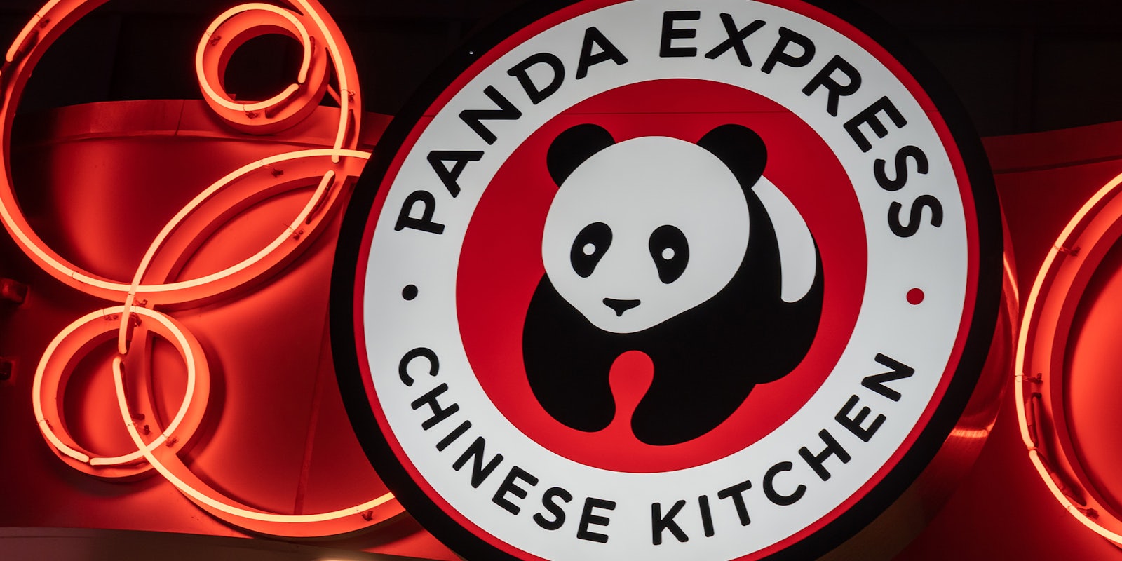 Panda Express logo in the night is shown in Orlando, FL, USA.
