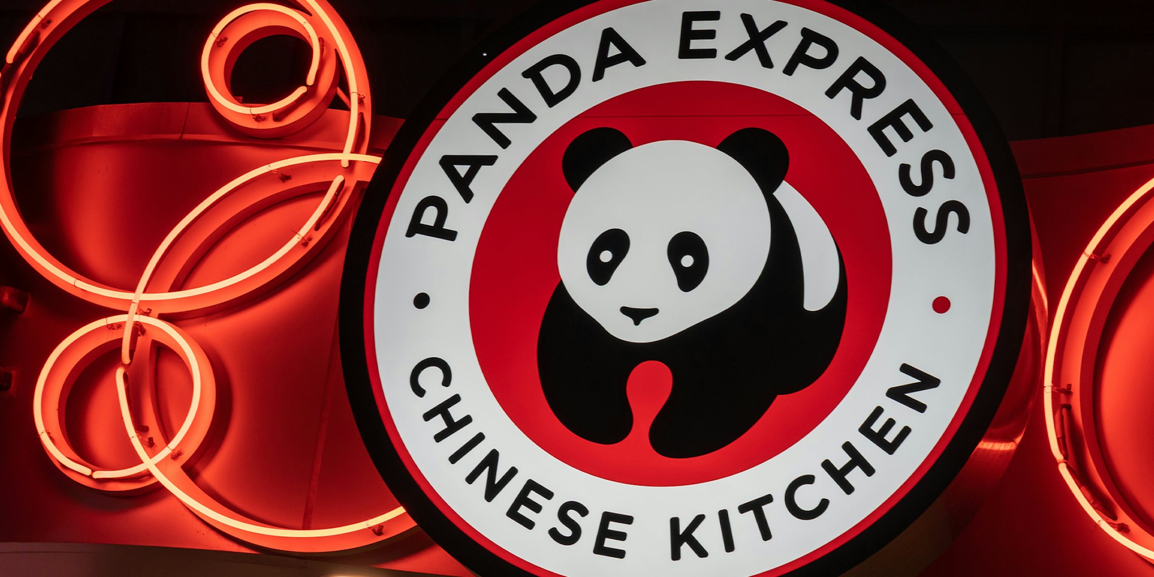 Panda Express logo in the night is shown in Orlando, FL, USA.