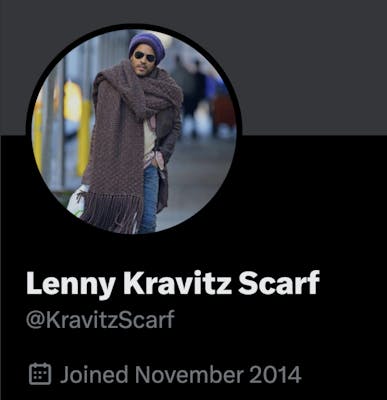 twitter account for Lenny Kravitz Scarf