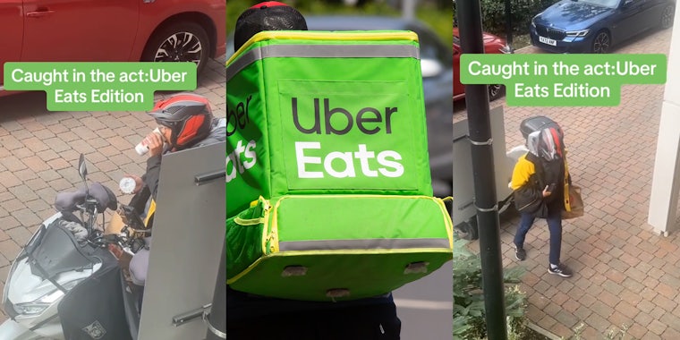 Bystander watches from window as Uber Eats driver eats customer’s food