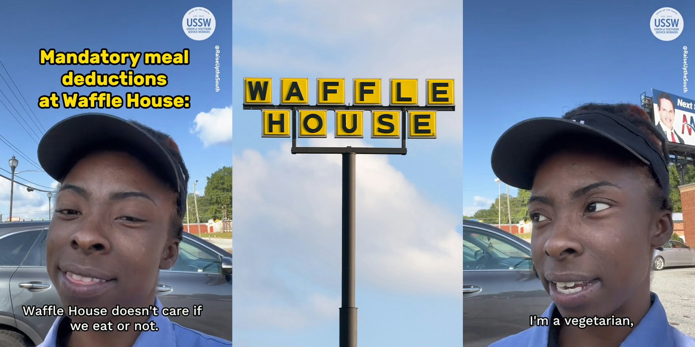 Waffle House worker says she’s vegetarian but still gets $3.15 from check taken out daily for ‘mandatory meal deductions’