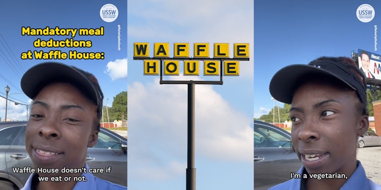 Waffle House worker says she’s vegetarian but still gets $3.15 from check taken out daily for ‘mandatory meal deductions’