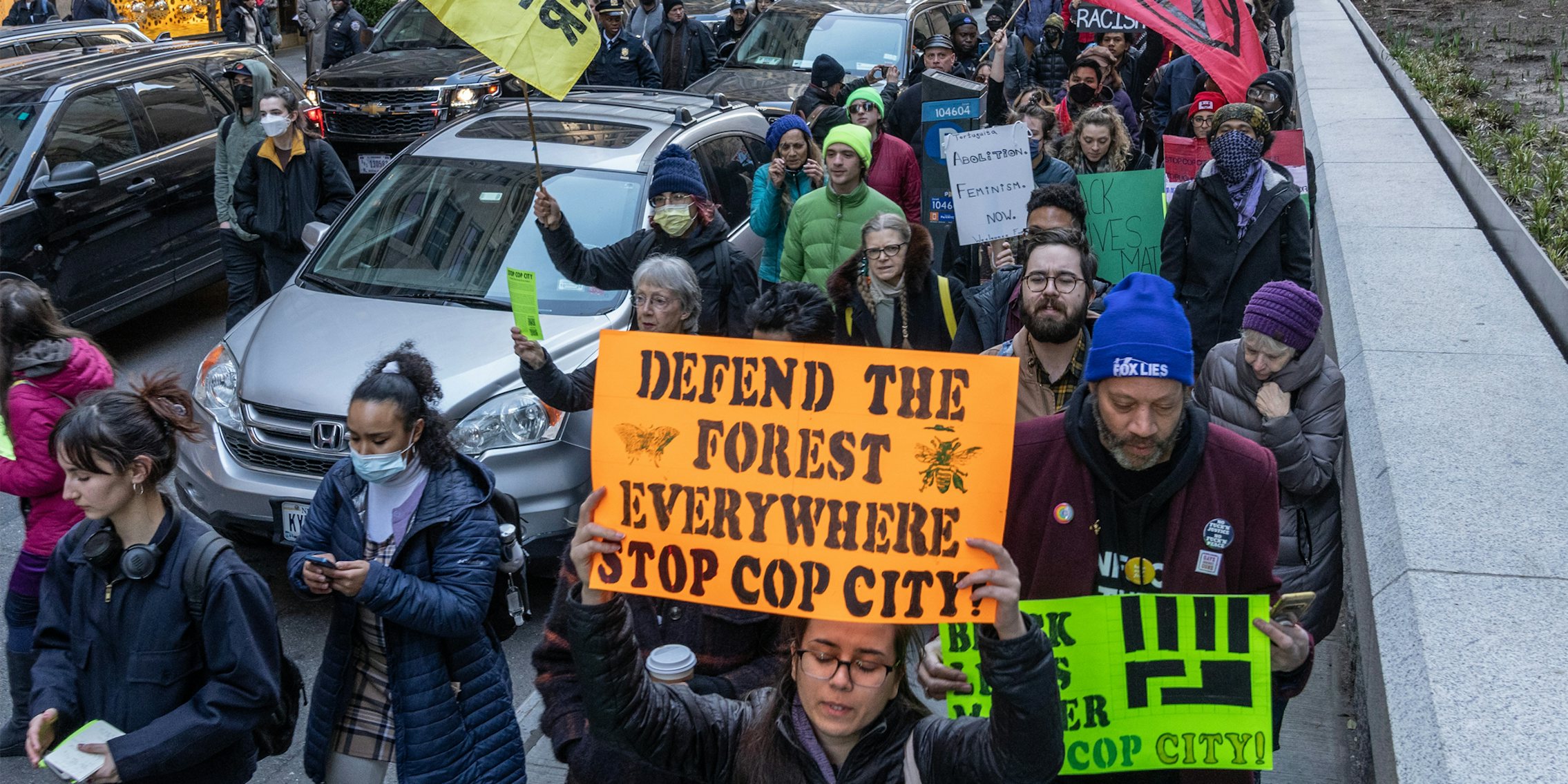 Protesters gathered in New York to rally against Atlanta Cop City on March 9, 2023