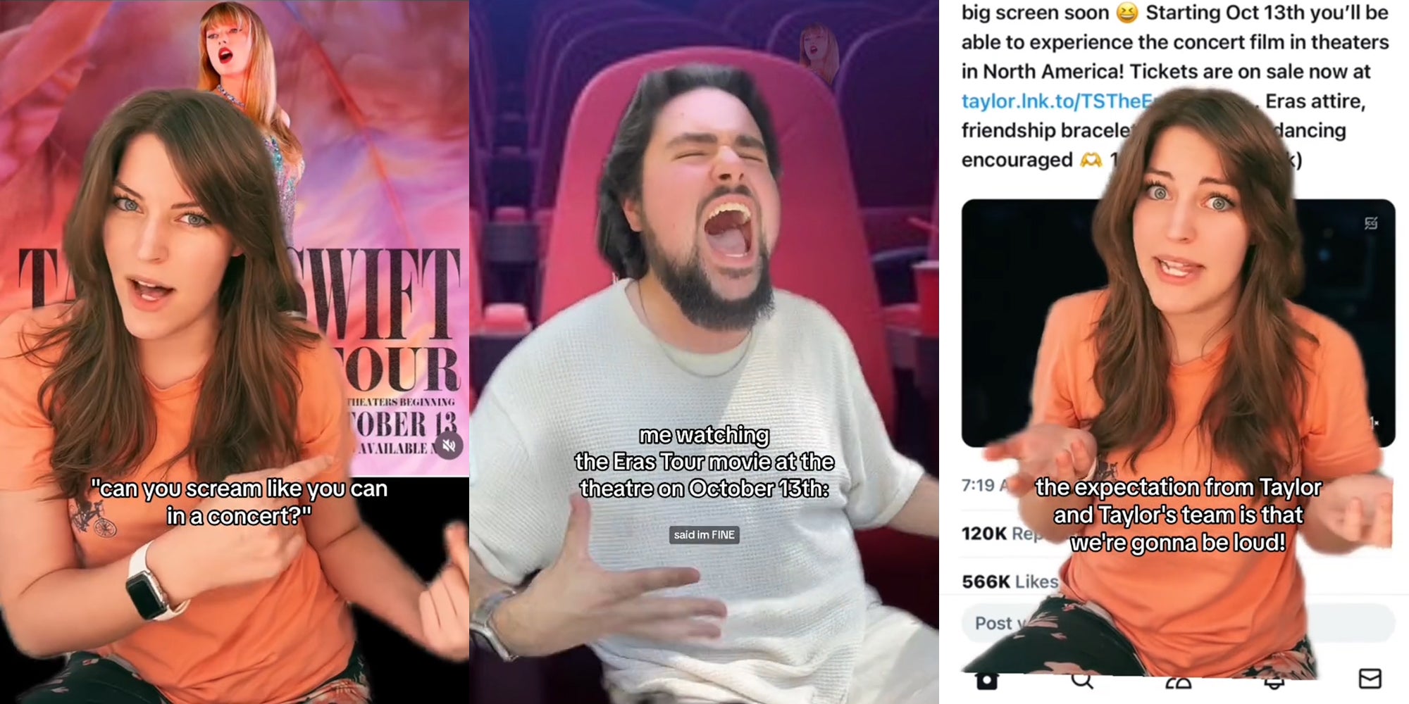 Taylor Swift fan greenscreen TikTok over Taylor Swift image of Eras Tour with caption 